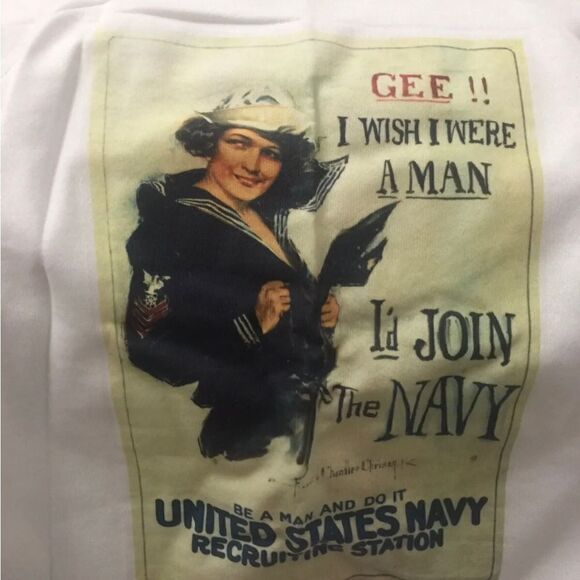 COPY - "Gee, I Wish I Were A Man, I'd Join The Navy" Vintage Men's Sweatshirt W… - Picture 2 of 3